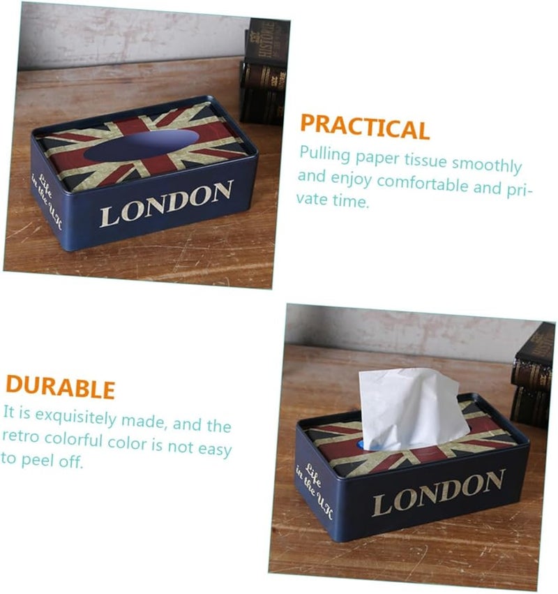 غطاية علبة المناديل الحديدية العتيقة حامل مناديل إبداعي زينة سطح المكتب ديكور المنزل - Image 5